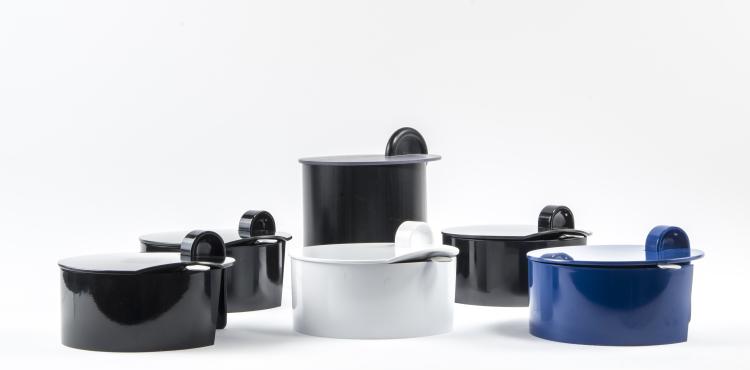 Bild 2 zu Objekt, F&uuml;nf Konfit&uuml;re-Dosen 'Java' - '3088' mit L&ouml;ffeln und ein Prototyp, 1969/70, Enzo Mari, Danese, Mailand, 140A 67